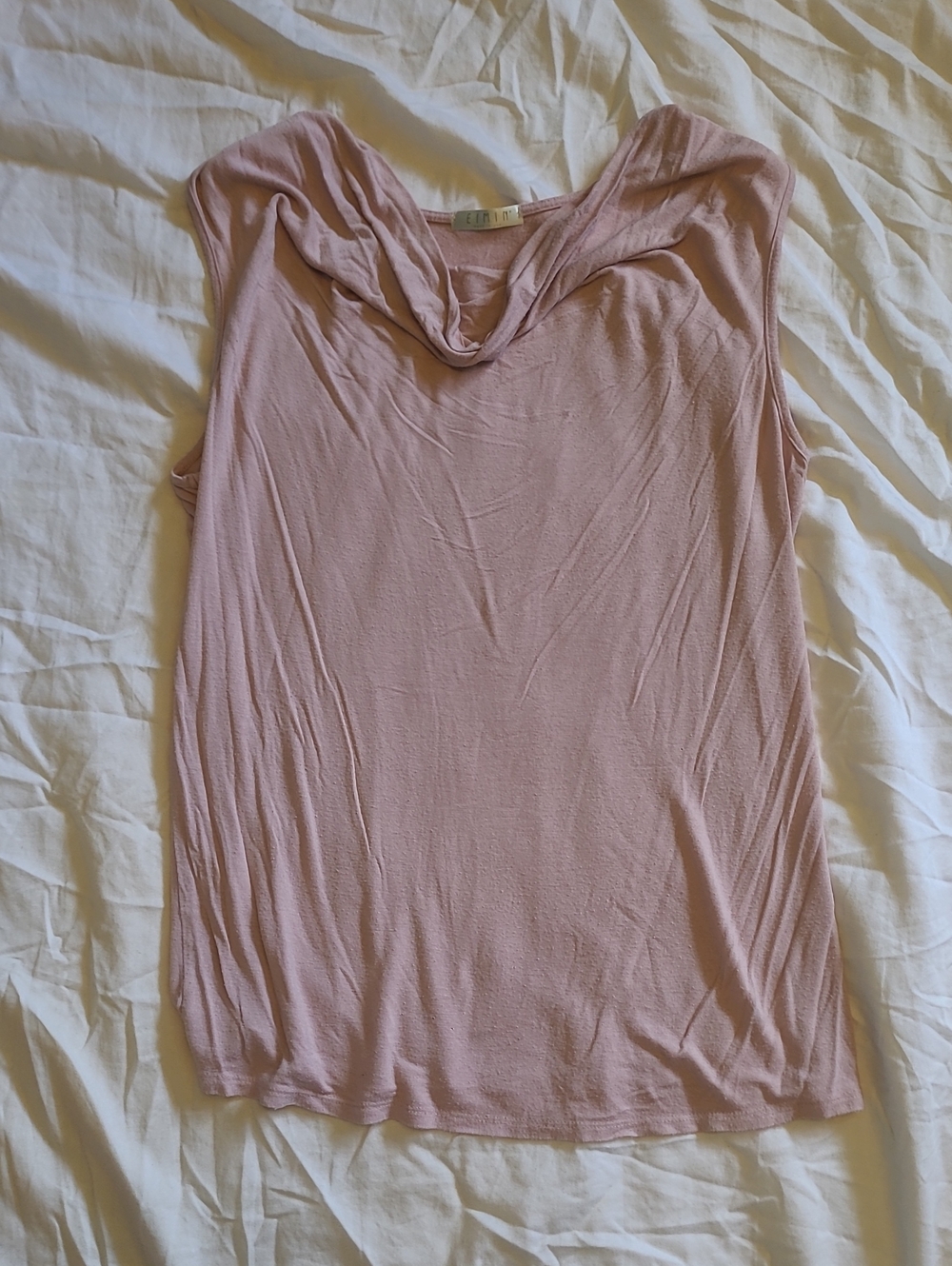 Sleeveless Draped Neck Tank Top - Pale Pink